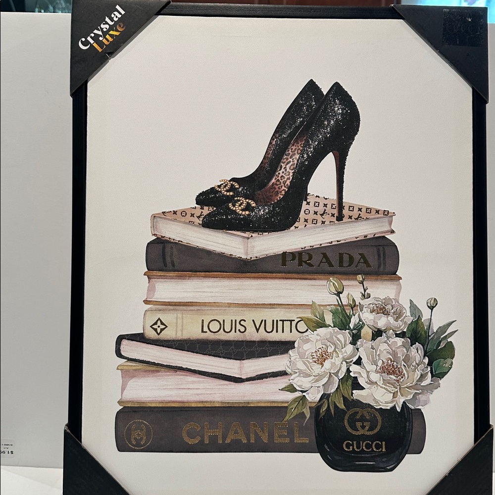 Crystal Luxe Inspired Art with Black Jeweled Stilleto on Fashion House Books.